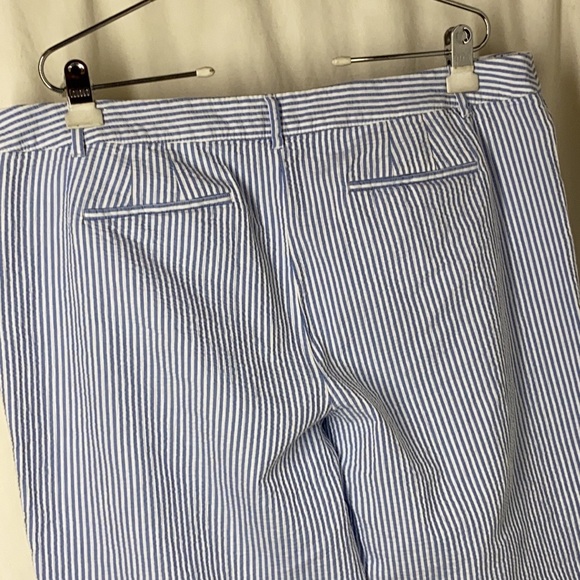 TALBOTS 18 SEERSUCKER Blue White Perfect Crop Pants - Picture 7 of 10